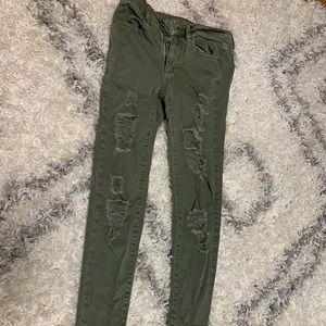 American eagle green ripped jeans